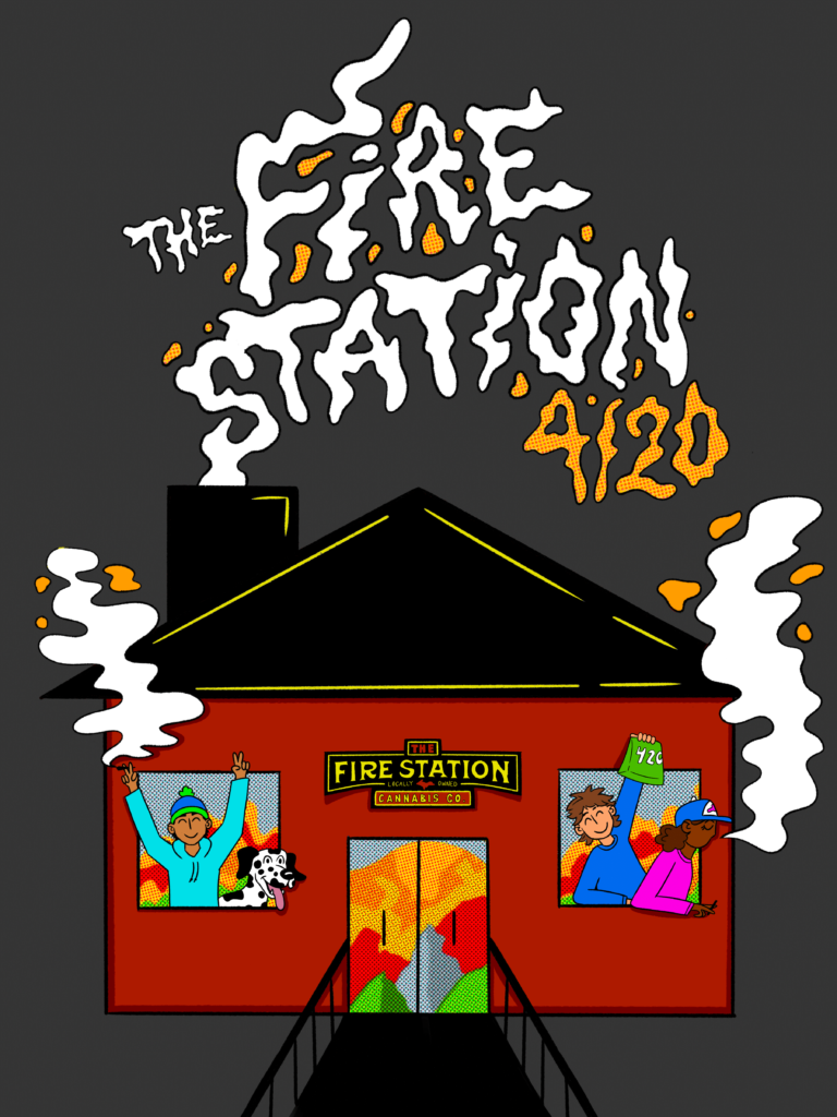 The Fire Station 4/20 in smoke above depiction of the NEG location - 420 poster contest