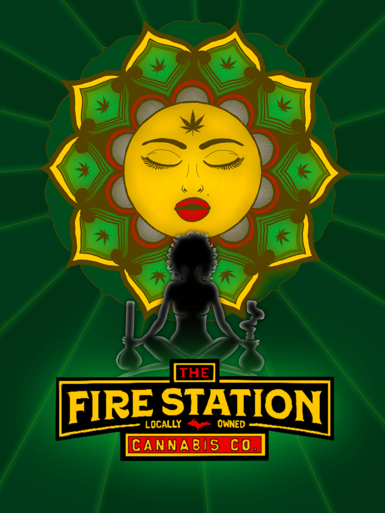 Someone meditating facing a sun, sitting on top of the TFS logo - 420 Poster Contest