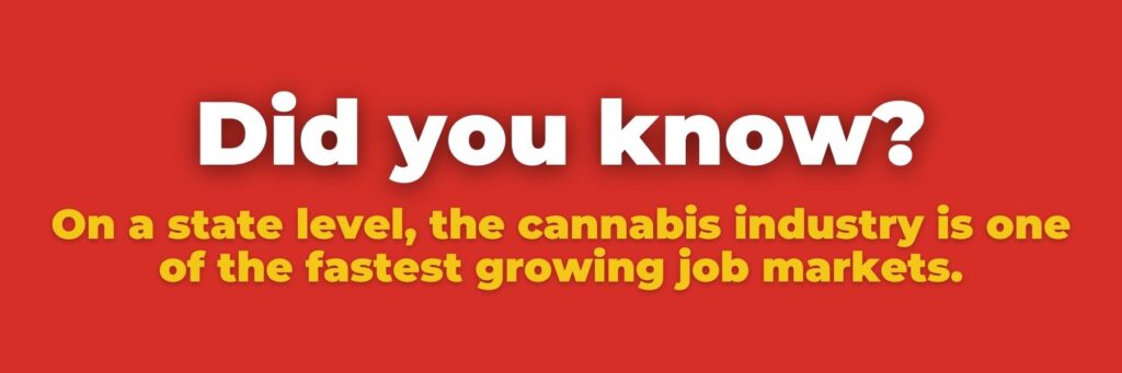 On a state level, the cannabis industry is one of the fastest growing job markets.