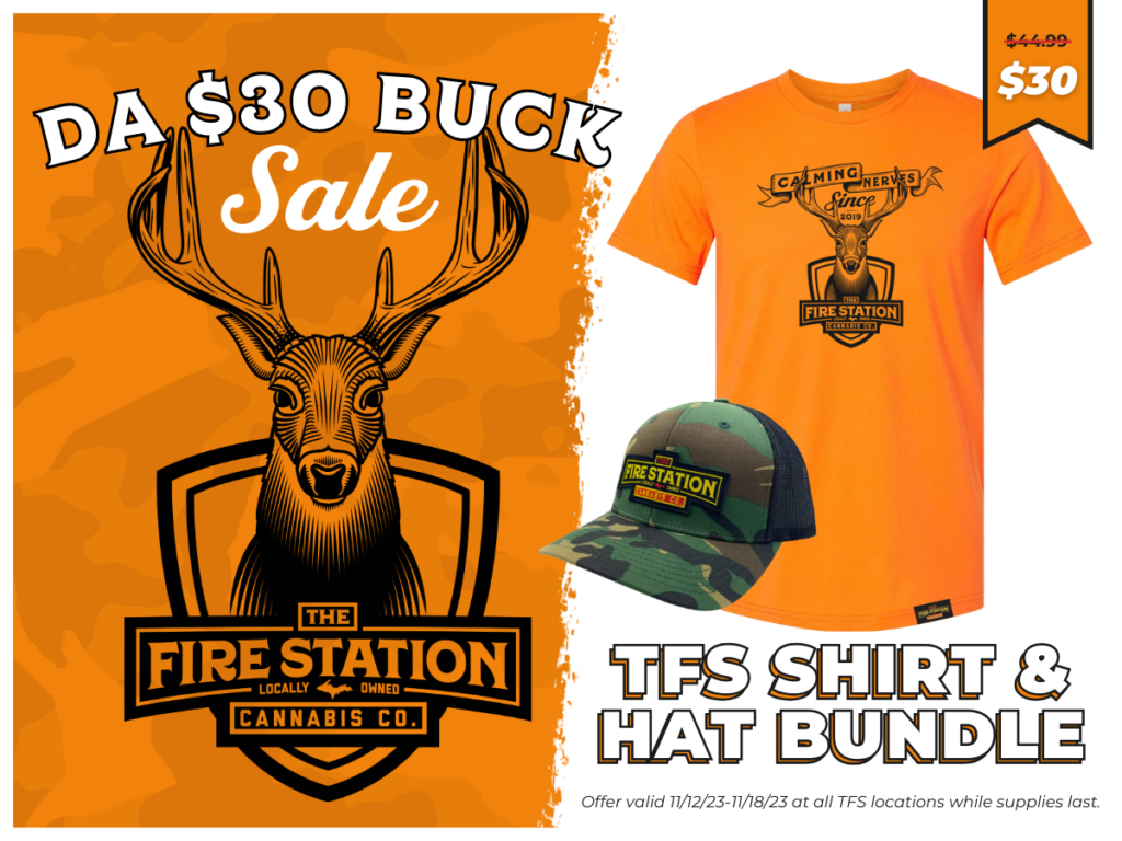 Da $30 Buck Sale: TFS shirt and hat bundle. Offer valid 11/12/23-11/18/23 at all TFS locations while supplies last.