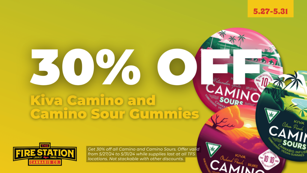 30% off Kiva Camino and Camino Sour gummies at The Fire Station Cannabis Company