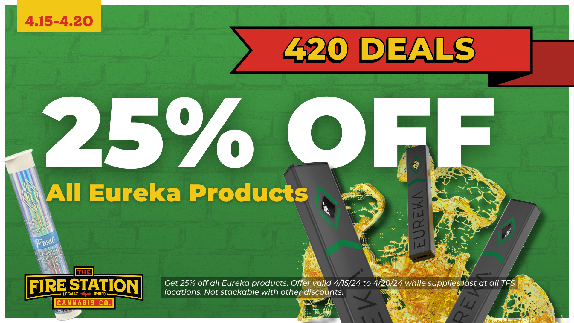 Get 25% off all Eureka products. Offer valid 4/15/24 to 4/20/24 while supplies last at all TFS locations. Not stackable with other discounts.