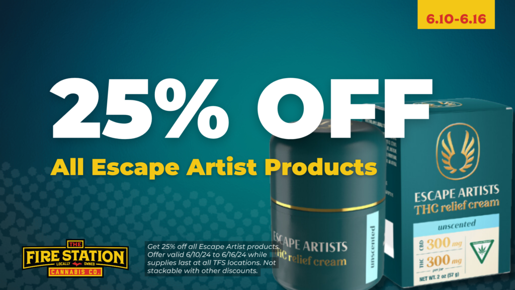 Get 25% off all Escape Artist products. Offer valid 6/10/24 to 6/16/24 while supplies last at all TFS locations. Not stackable with other discounts.
