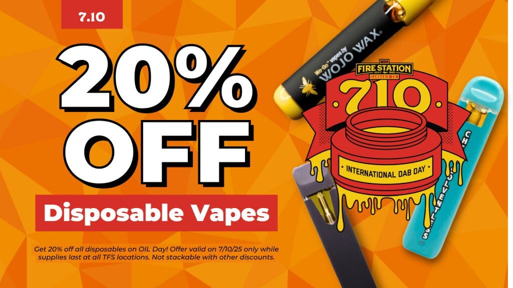 Get 20% off all disposables on OIL Day! Offer valid on 7/10/25 only while supplies last at all TFS locations. Not stackable with other discounts.
