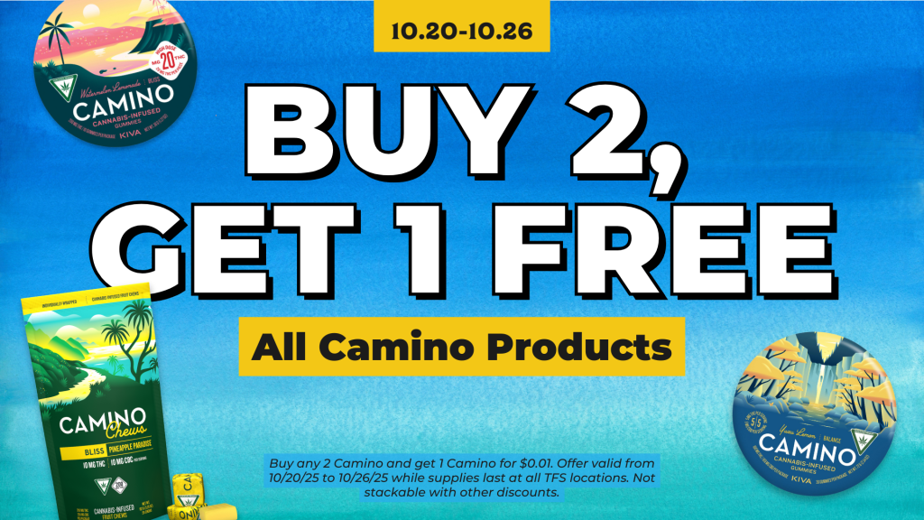 Buy any 2 Camino and get 1 Camino for $0.01. Offer valid from 10/20/25 to 10/26/25 while supplies last at all TFS locations. Not stackable with other discounts.