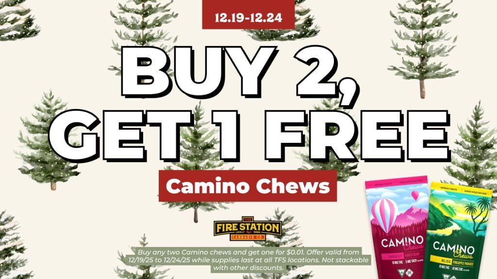 Buy any two Camino chews and get one for $0.01. Offer valid from 12/19/25 to 12/24/25 while supplies last at all TFS locations. Not stackable with other discounts.