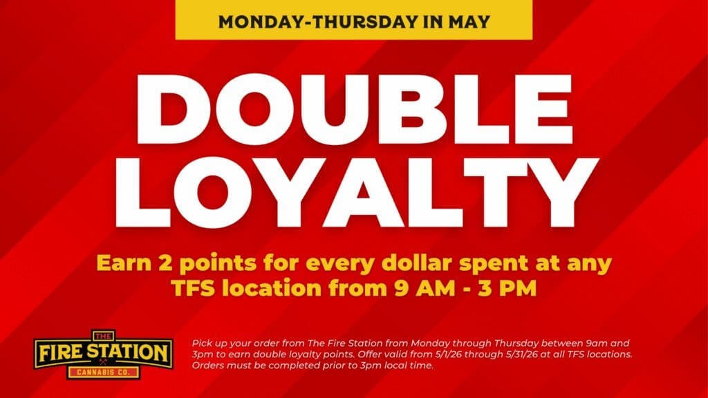 Pick up your order from The Fire Station from Monday through Thursday between 9am and 3pm to earn double loyalty points. Offer valid from 5/1/26 through 5/31/26 at all TFS locations. Orders must be completed prior to 3pm local time.