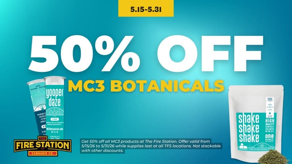Get 50% off all MC3 products at The Fire Station. Offer valid from 5/15/26 to 5/31/26 while supplies last at all TFS locations. Not stackable with other discounts.