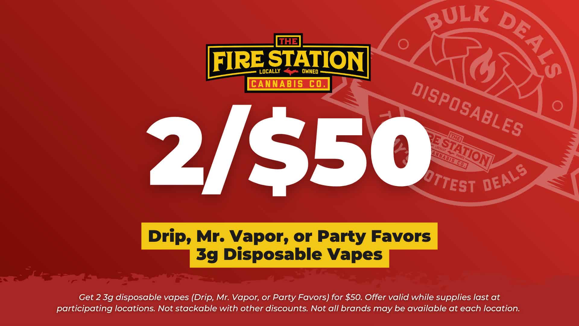 Bulk Deal – 2/$50 3g Disposable Vapes